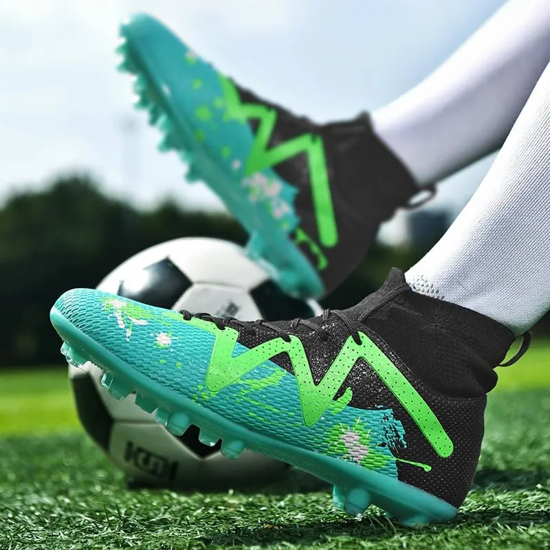 Football Cleats Men, Non-Slip High Top Soccer Shoes Lightweight Shock Resistant Training Boots Sneaker Breathable Professional Turf Shoes Sport Athletic Ground Football Boots Soccer Cleats