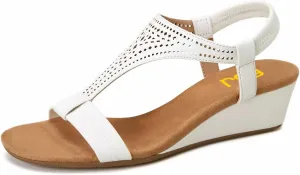 FSJ Women Open Toe Low Wedge Heel Sandals T-Strap Comfy Padded Sole Ankle Strap Casual Beach Travel Summer Sandals Size 4-15 US
