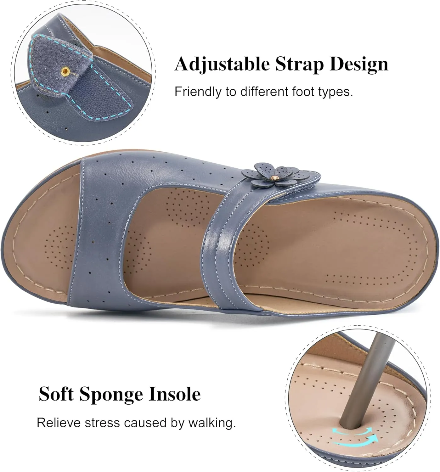 FUDYNMALC Womens Slides Sandals Orthopedic: Comfortable Summer Beach Platform Shoes Ladies Dressy Walking Wedge