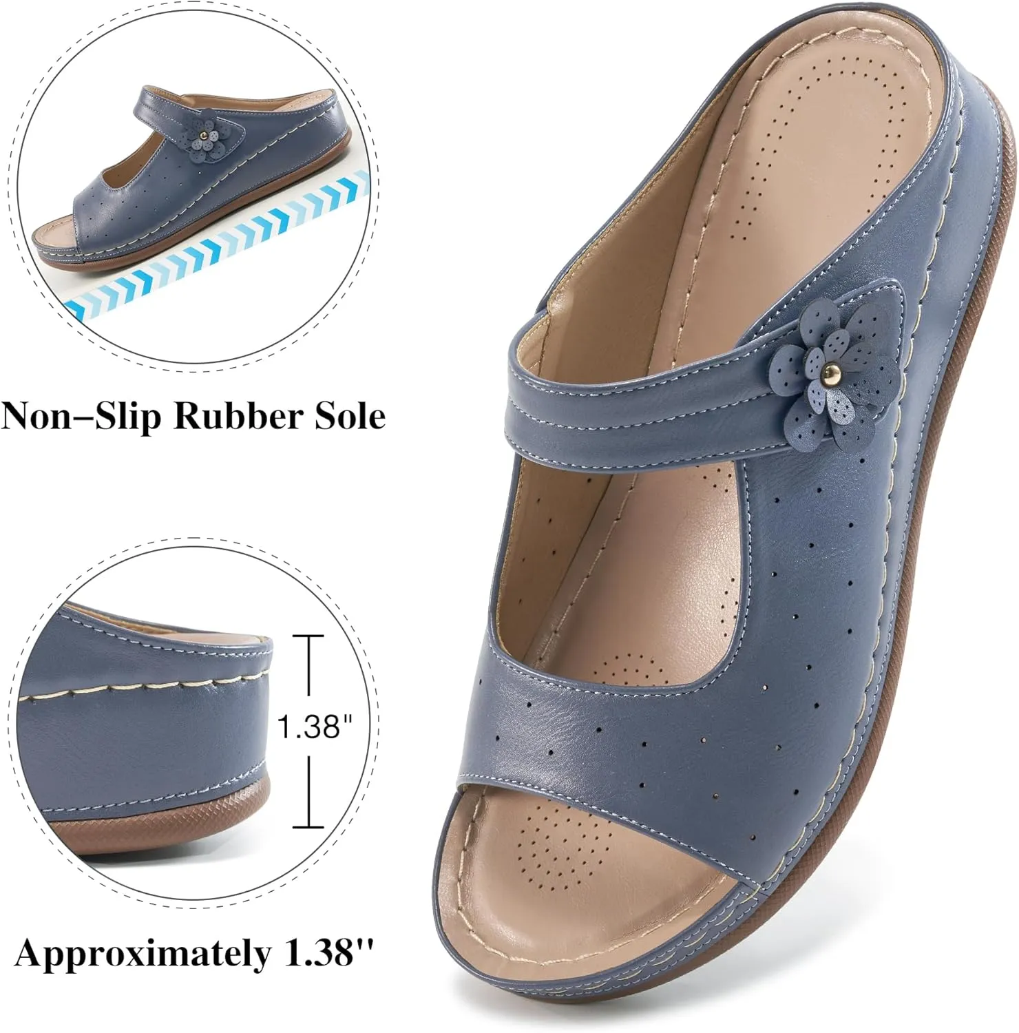 FUDYNMALC Womens Slides Sandals Orthopedic: Comfortable Summer Beach Platform Shoes Ladies Dressy Walking Wedge