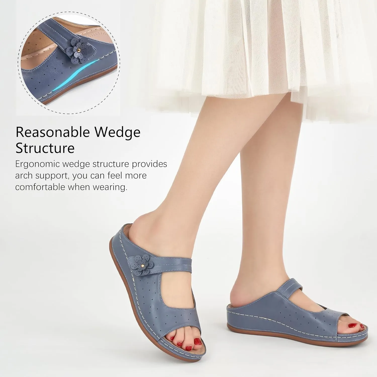FUDYNMALC Womens Slides Sandals Orthopedic: Comfortable Summer Beach Platform Shoes Ladies Dressy Walking Wedge