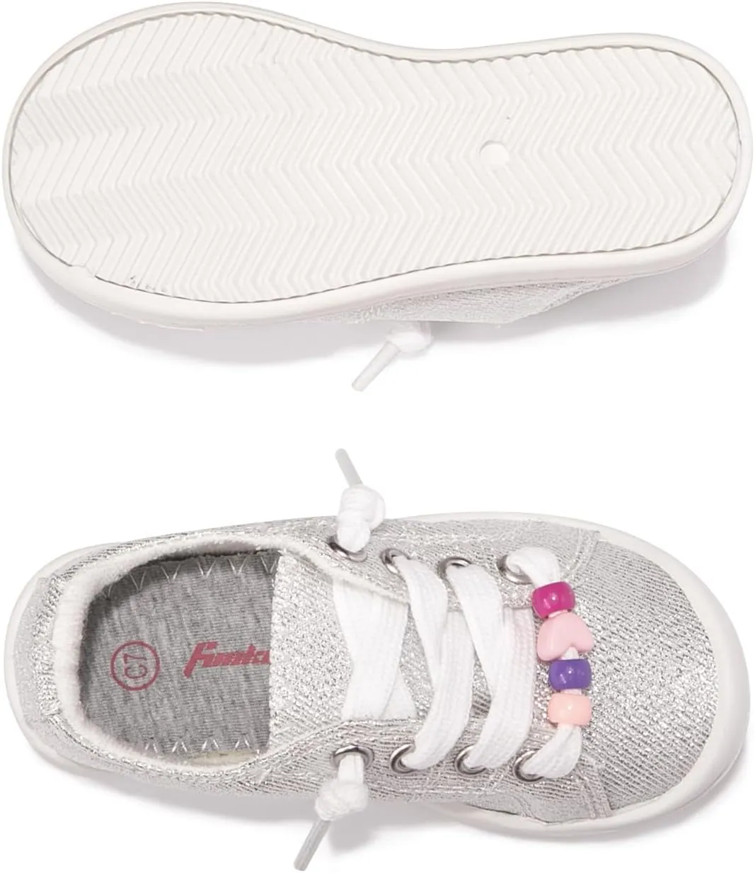 FUNKYMONKEY Girls Canvas Sneakers Lace up Lightweight Casual School Shoes for Toddler/Little Kids