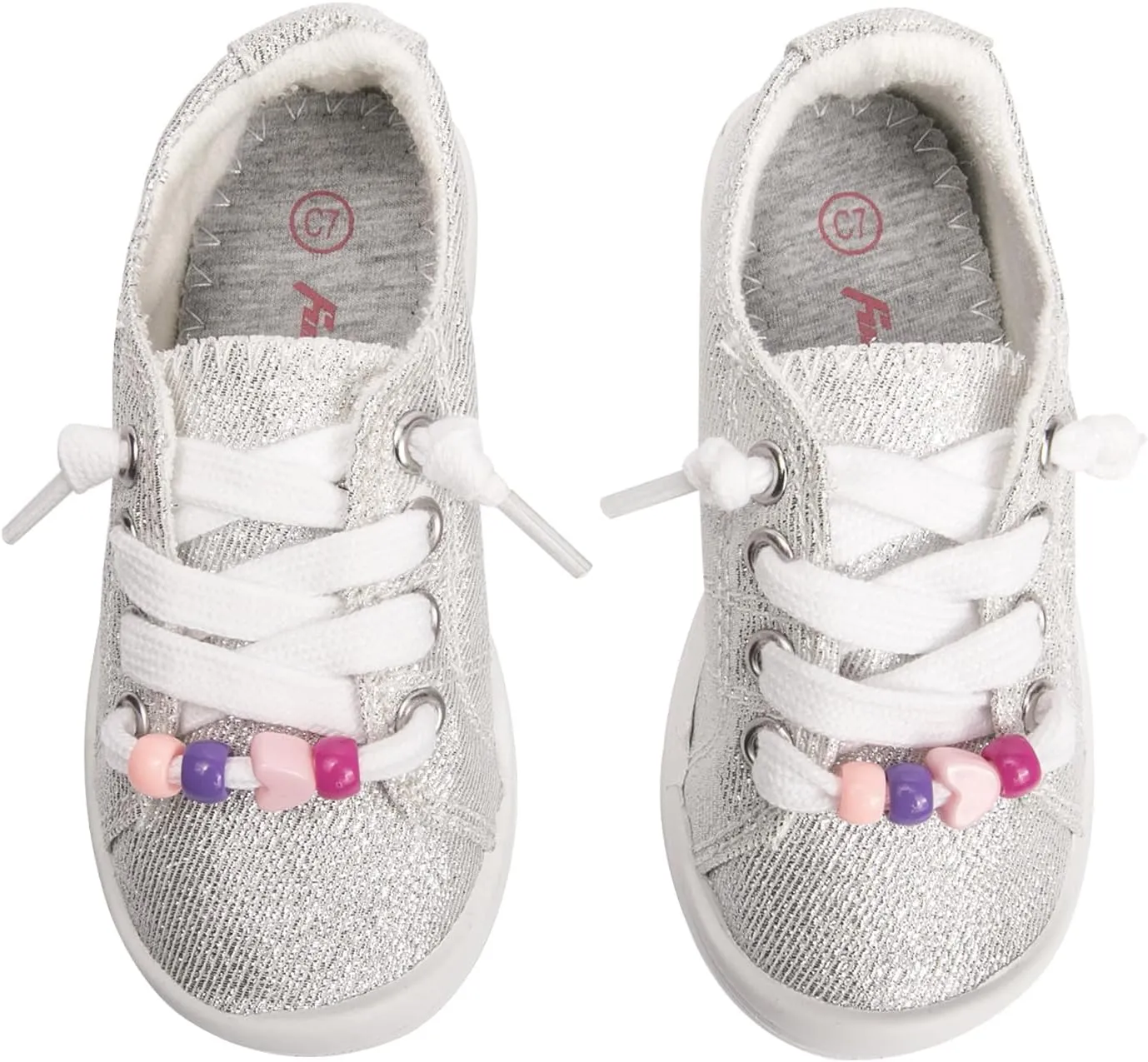 FUNKYMONKEY Girls Canvas Sneakers Lace up Lightweight Casual School Shoes for Toddler/Little Kids