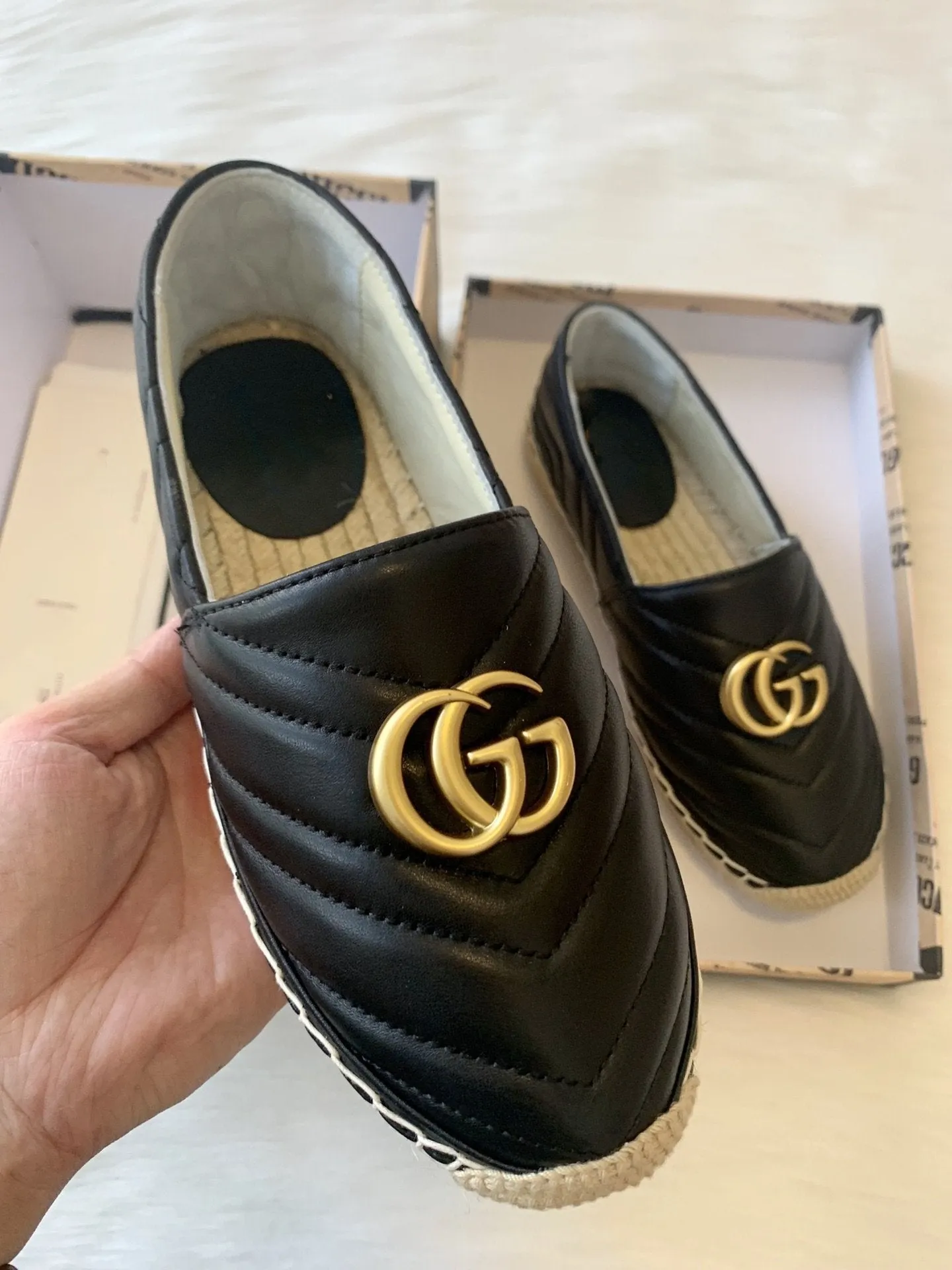gg espadrilles black calfskin