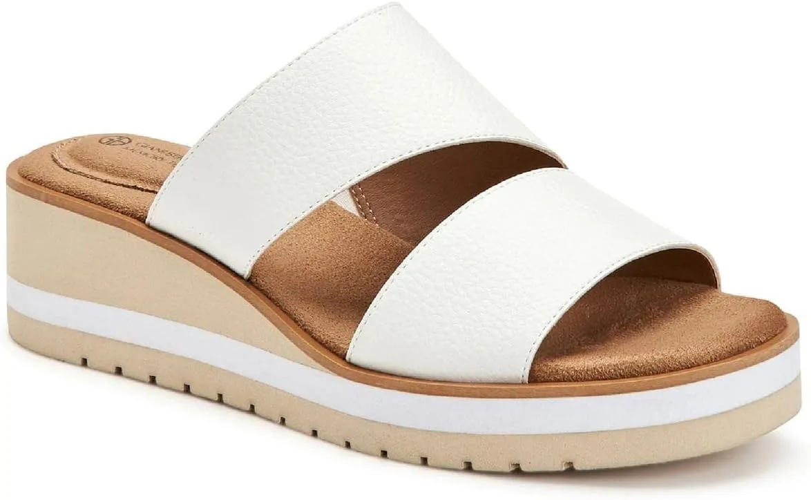 Giani Bernini Womens Ryerr Padded Insole Wedge Sandals White 8.5 Medium (B,M)