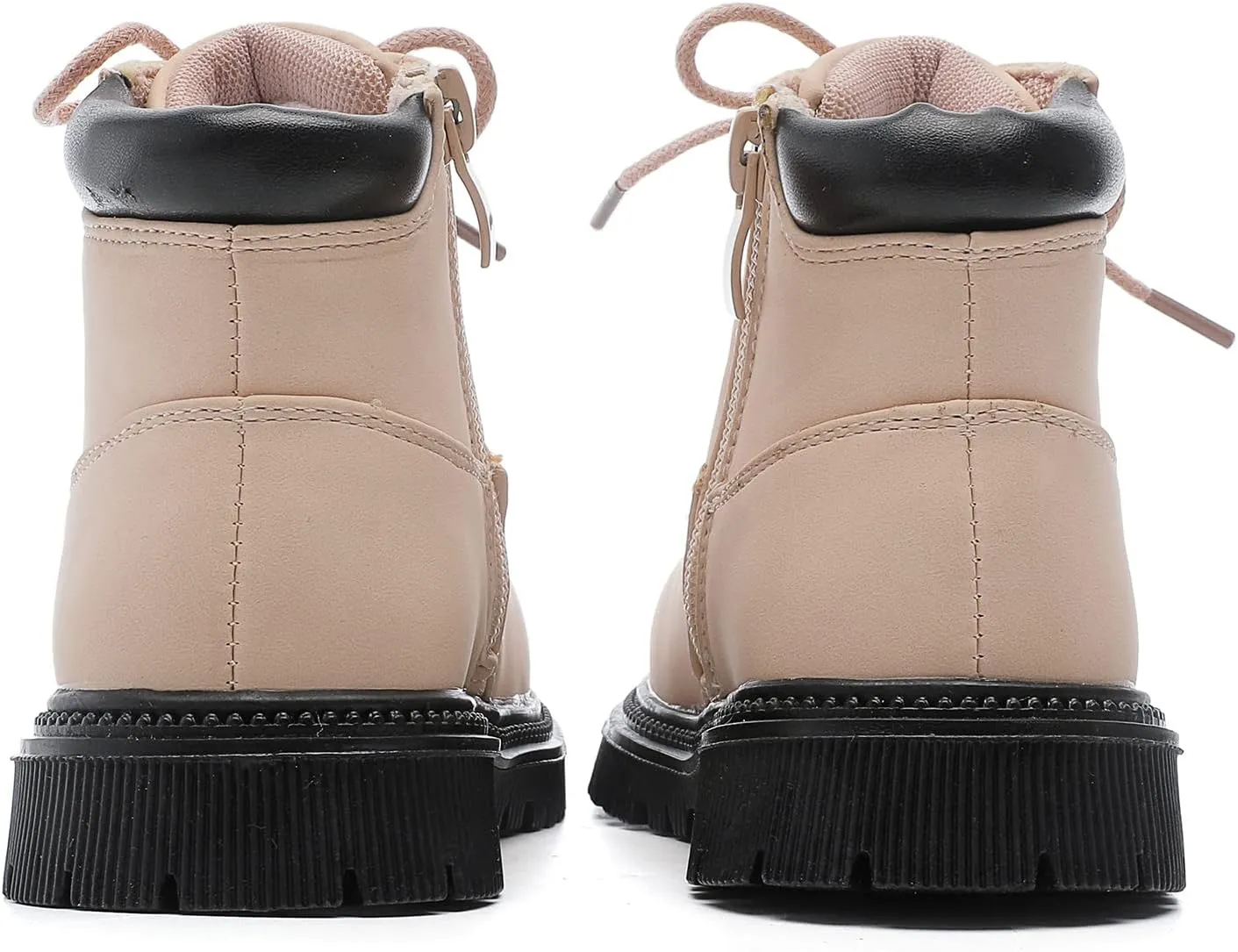 Girls Ankle Boots Fashion Side Zipper Boots Lace Up Waterproof Combat Shoes for Toddler/Little Kid