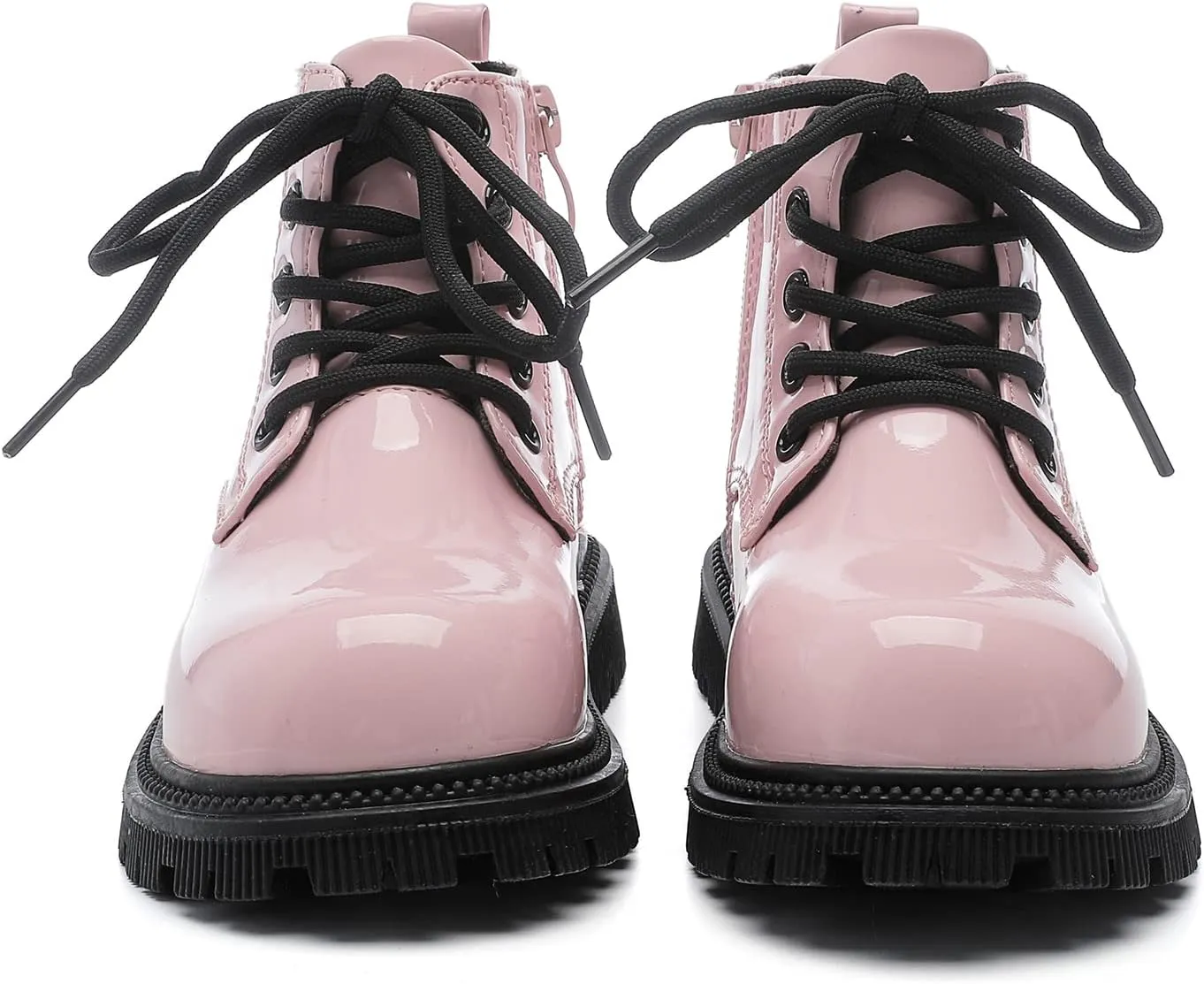 Girls Ankle Boots Fashion Side Zipper Boots Lace Up Waterproof Combat Shoes for Toddler/Little Kid