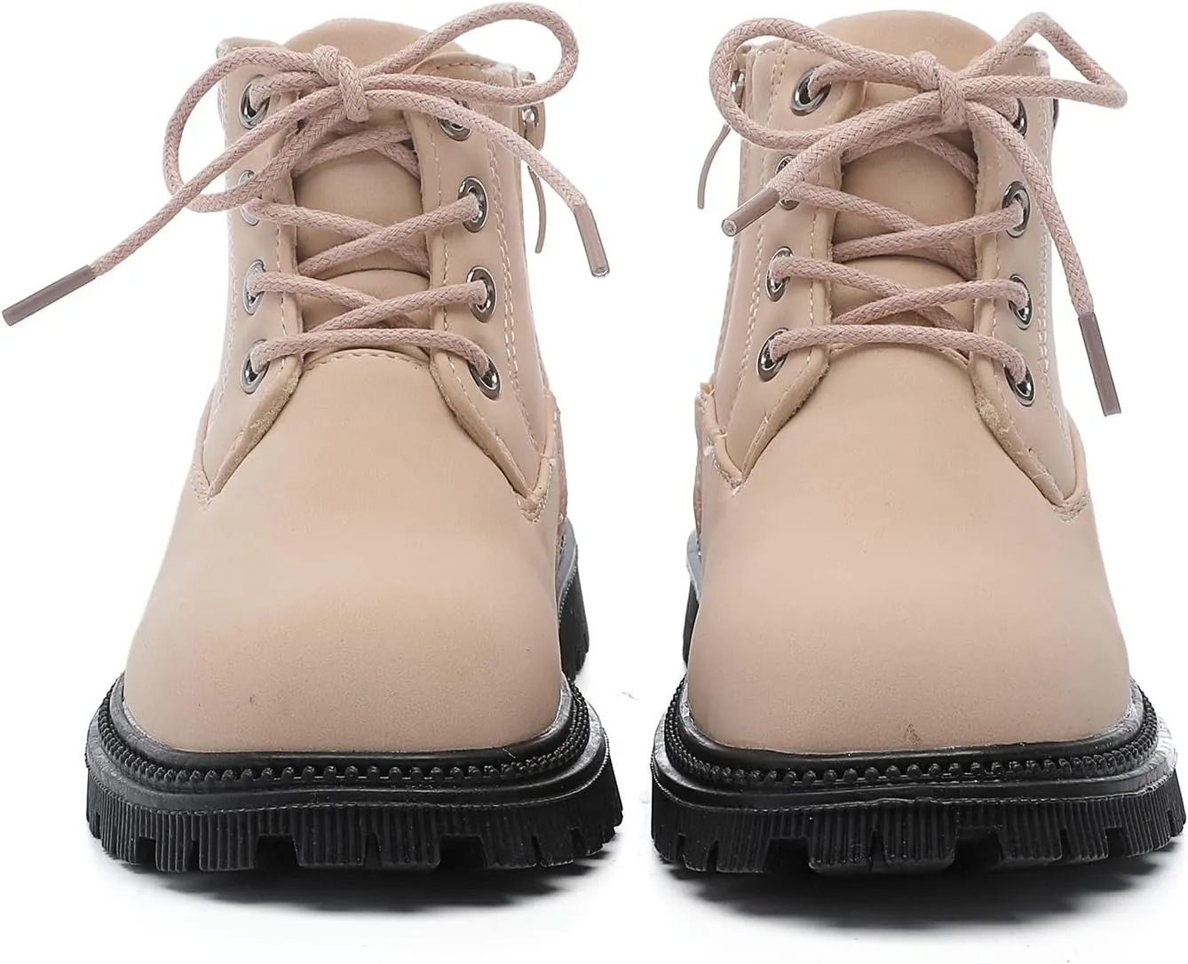 Girls Ankle Boots Fashion Side Zipper Boots Lace Up Waterproof Combat Shoes for Toddler/Little Kid