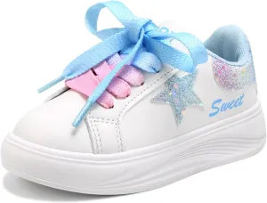 Girls Sneakers Glitter Tennis Shoes Lightweight Non-Slip Running Walking Shoes for Toddler/Little Kid/Big Kid