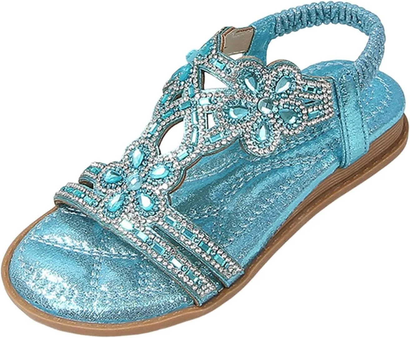 Glitter Sandals Girls Ankle Strap T-Strap 𝐋𝐨𝐰 Heel Pearl Bow Flower Pump Dress Wedding Shoes for Little Kid/Big Kid
