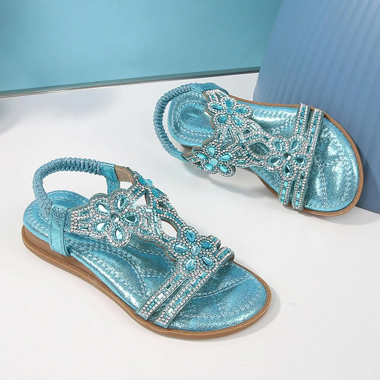 Glitter Sandals Girls Ankle Strap T-Strap 𝐋𝐨𝐰 Heel Pearl Bow Flower Pump Dress Wedding Shoes for Little Kid/Big Kid