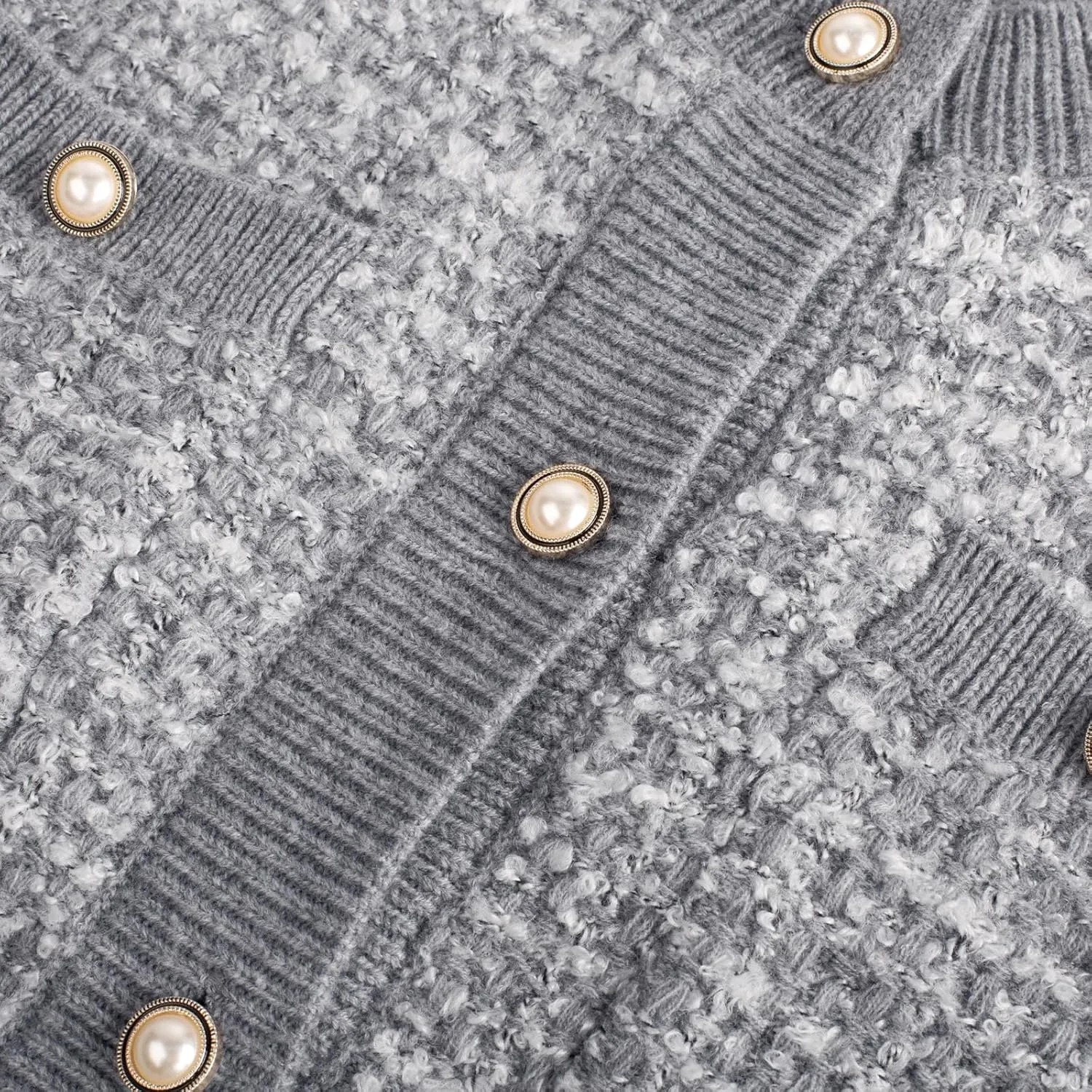 GRACE KARIN Womens Open Front Button Down Long Sleeve Texture Knit Cardigan Sweaters with Pockets