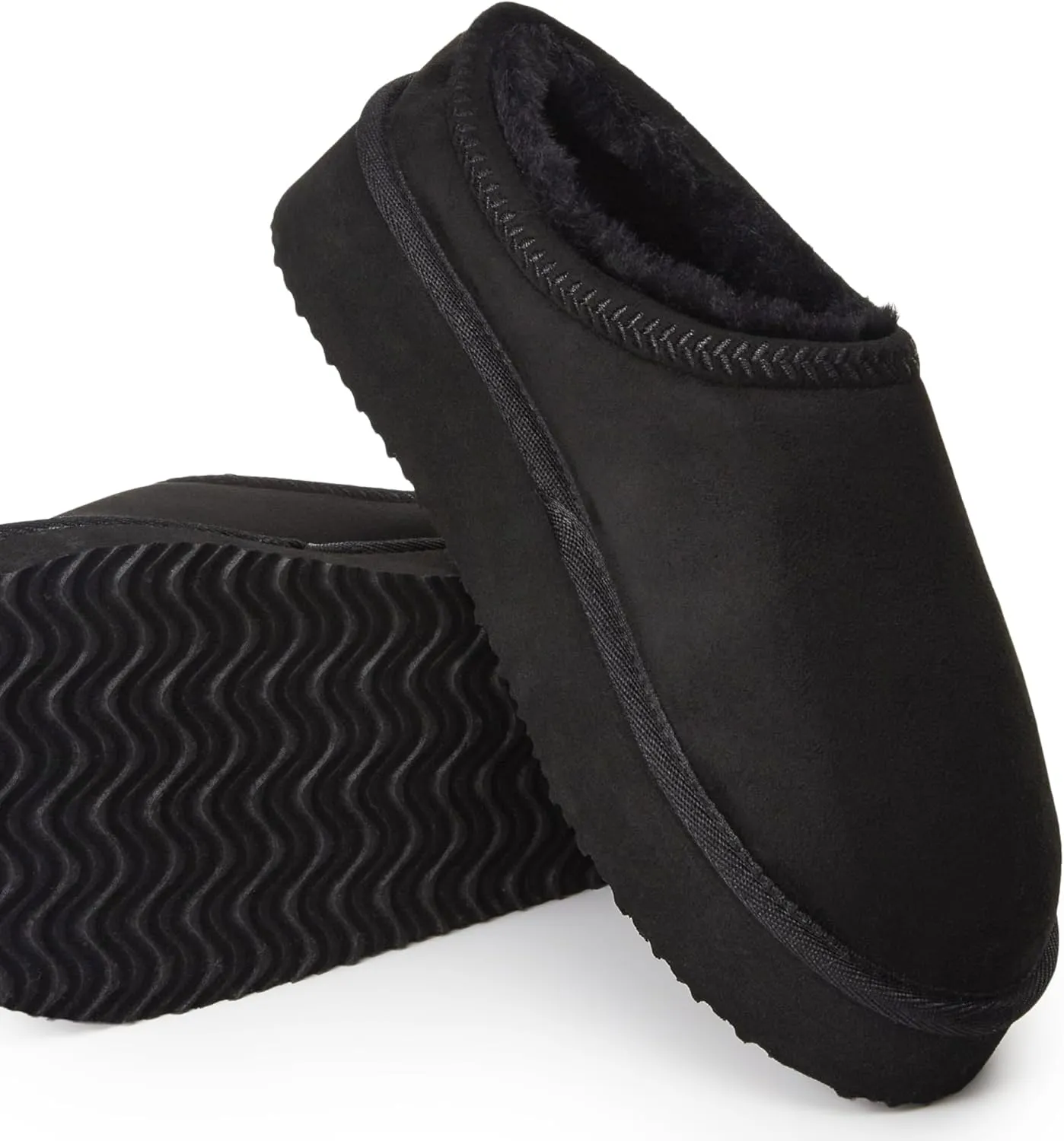 Hailey Fuzzie Platform Slippers for Women - Faux Suede Fur Fleece Lined
