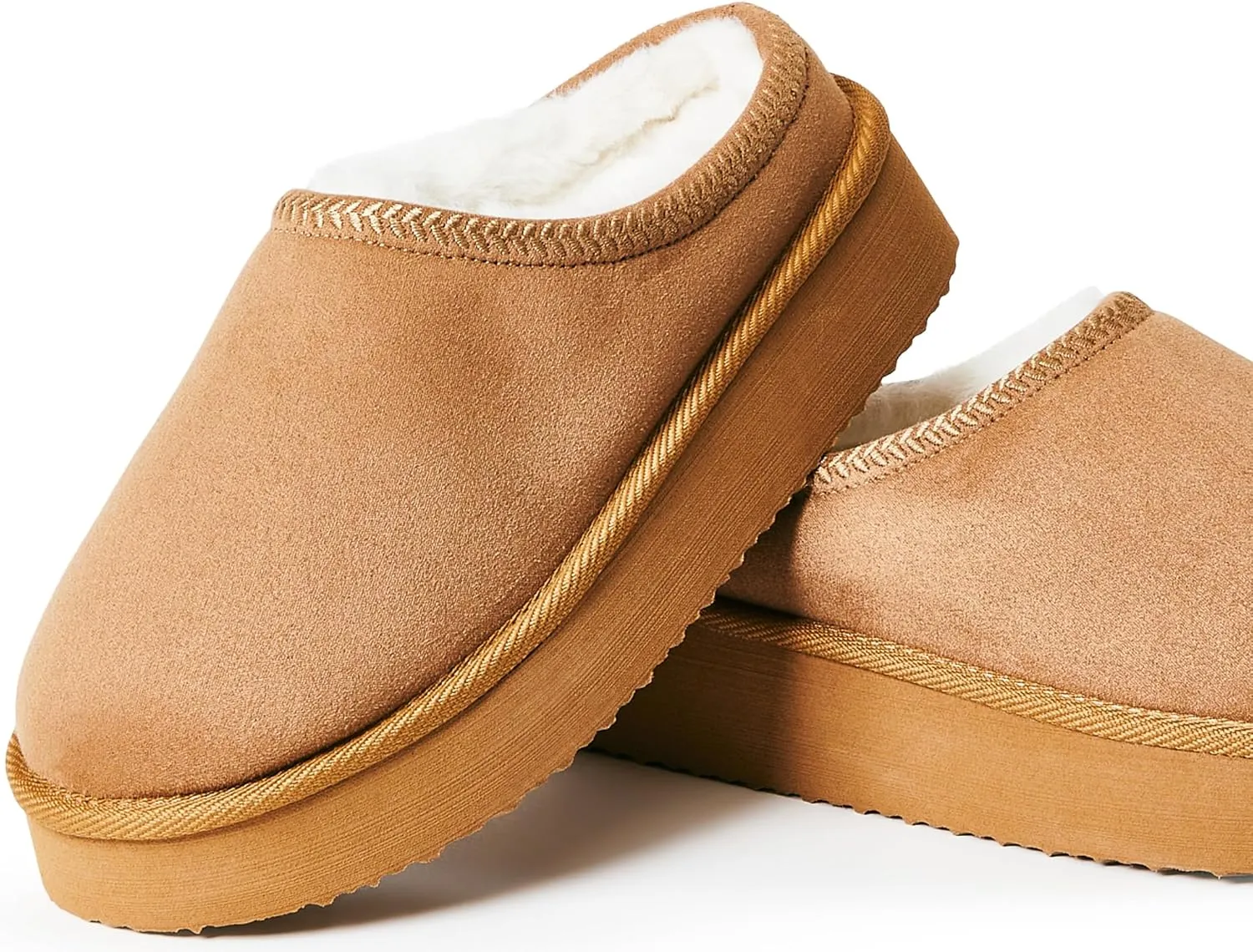 Hailey Fuzzie Platform Slippers for Women - Faux Suede Fur Fleece Lined