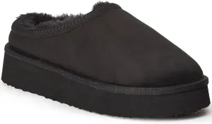 Hailey Fuzzie Platform Slippers for Women - Faux Suede Fur Fleece Lined
