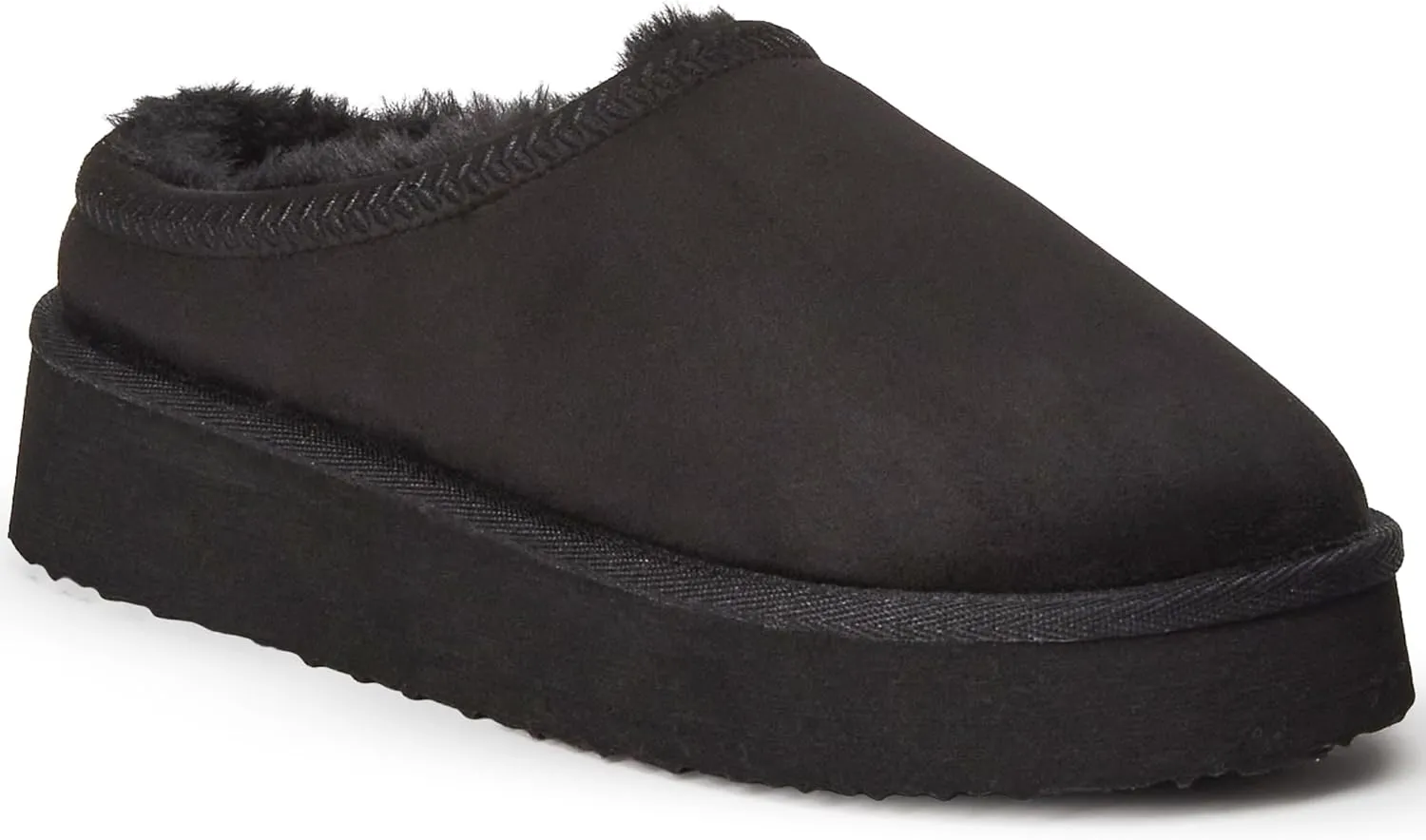 Hailey Fuzzie Platform Slippers for Women - Faux Suede Fur Fleece Lined