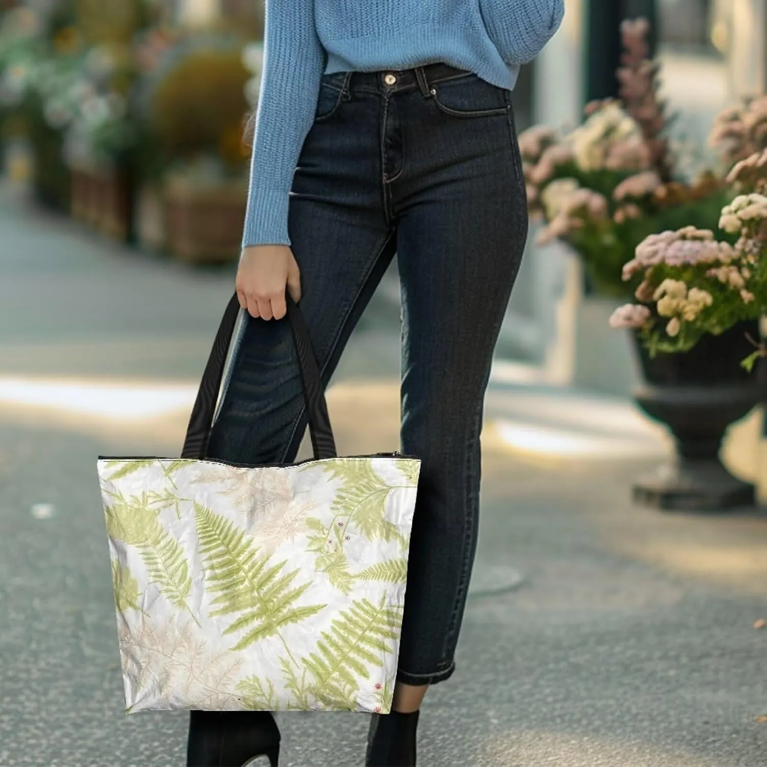 Halloween Sugar Skull Women Tote Paper Bag, Tribal Geometric Stripe Hand Bag, Marble Tile Commute Bag for Work