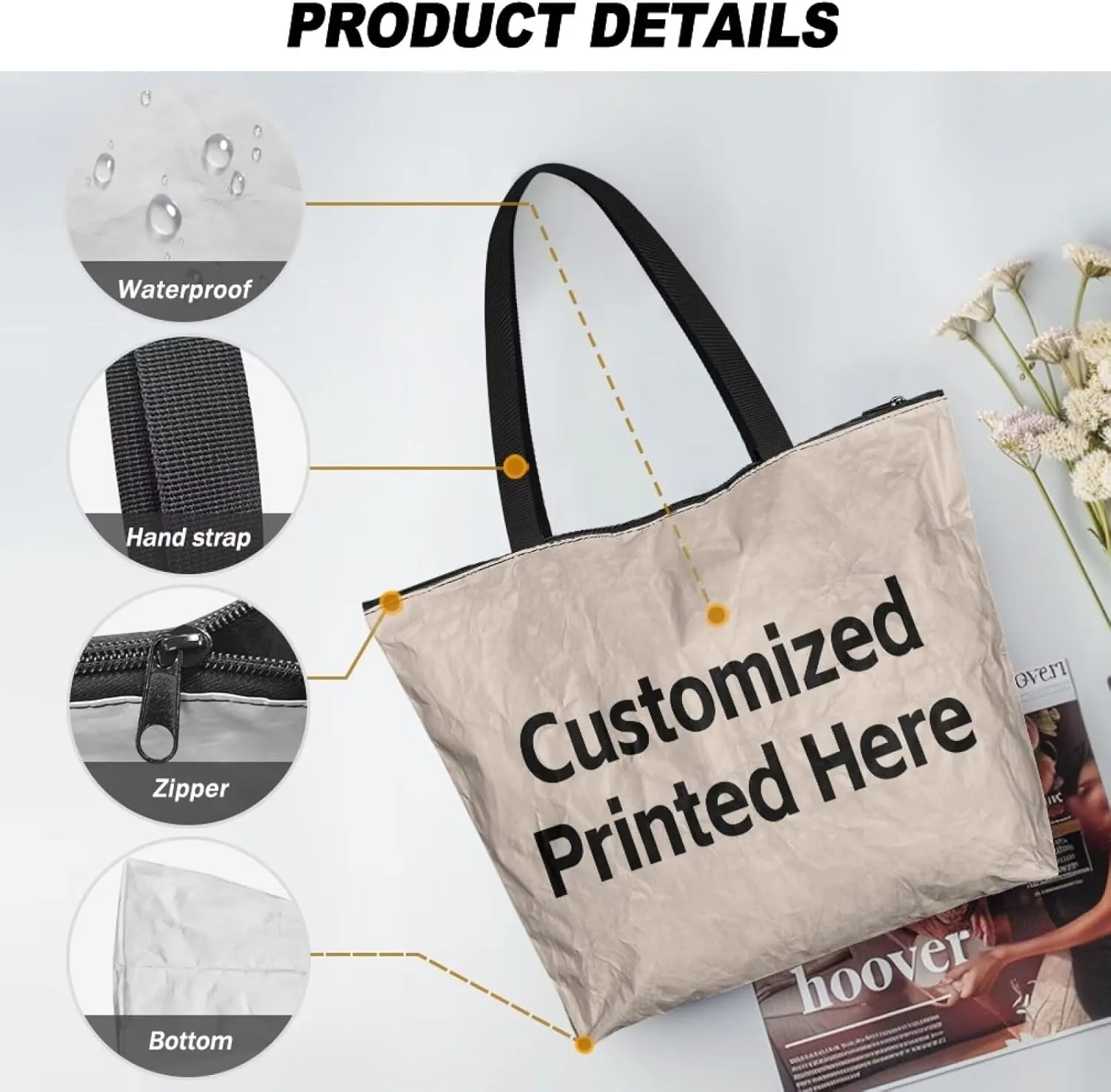 Halloween Sugar Skull Women Tote Paper Bag, Tribal Geometric Stripe Hand Bag, Marble Tile Commute Bag for Work