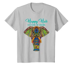 Happy Holi T-Shirt Colors India Hindu Spring, Elephant Holi
