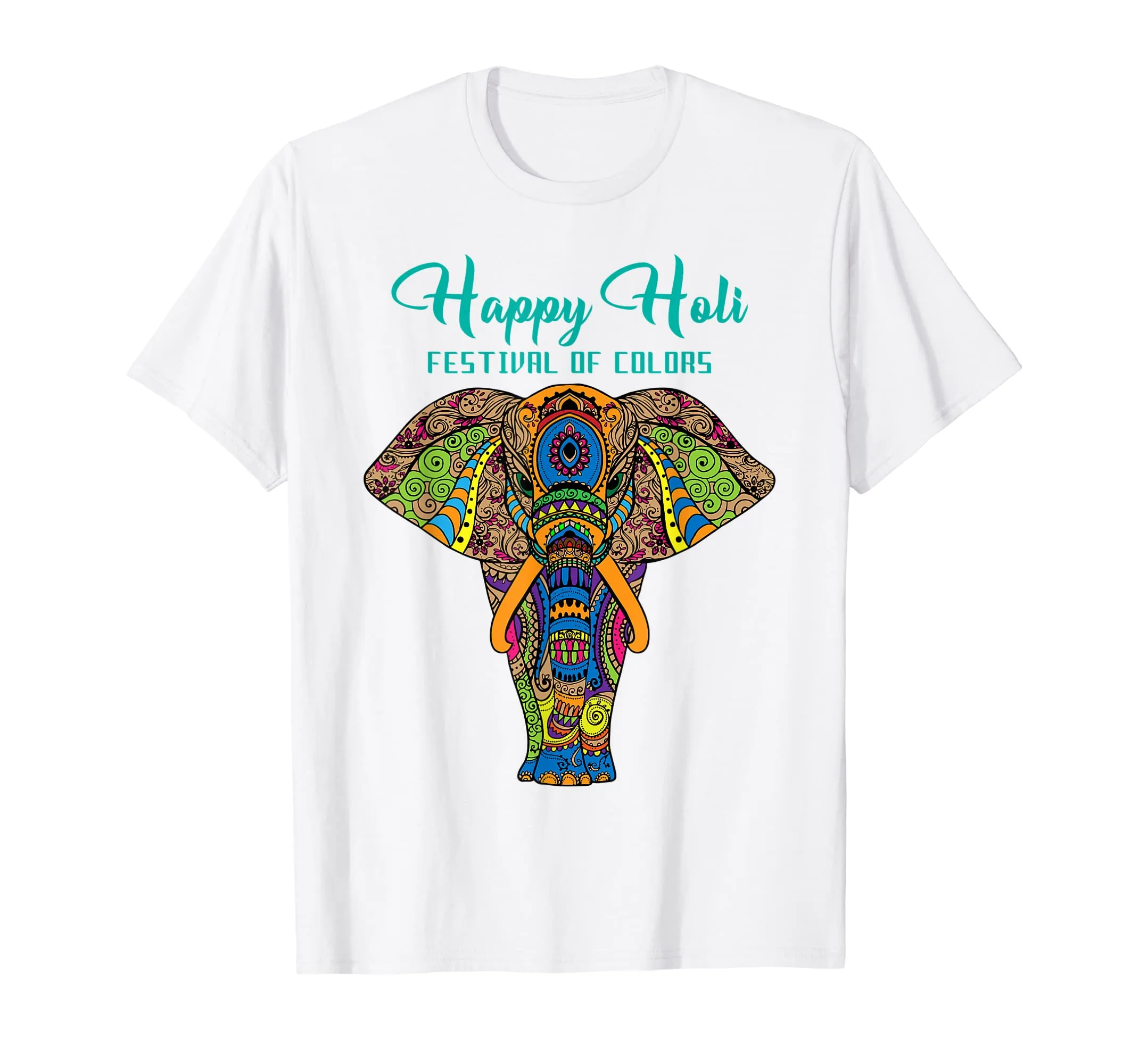 Happy Holi T-Shirt Colors India Hindu Spring, Elephant Holi