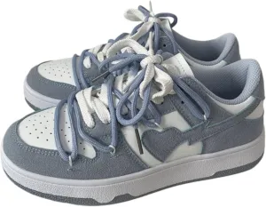 Heart Lightning Low-Top Fashion Sneakers for Women - Cute Colorblock Athletic Casual Shoes with Unique Design Detail and Comfortable Cushioned Sole