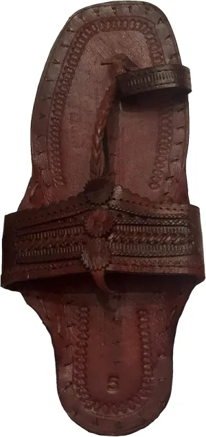 Hippie Indian Water Buffalo Jesus Sandals 100% Leather (Dark Brown, men's size 10 / women's size 12)