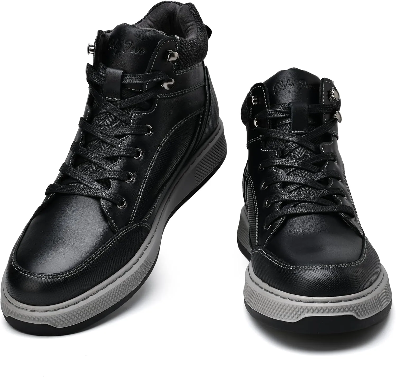 Holy dove Mens Oxford Leather Dress Boots Cap Toe Side Zip Fashion Mid Top Chukka Ankle Boots for Men