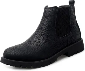 HOOENG Chelsea Boots for Men Crocodile Print Elastic Bandage Cowhide Leather Anti-Slip Waterproof Slip on Wearable Work (Color : Black, Size : 7)