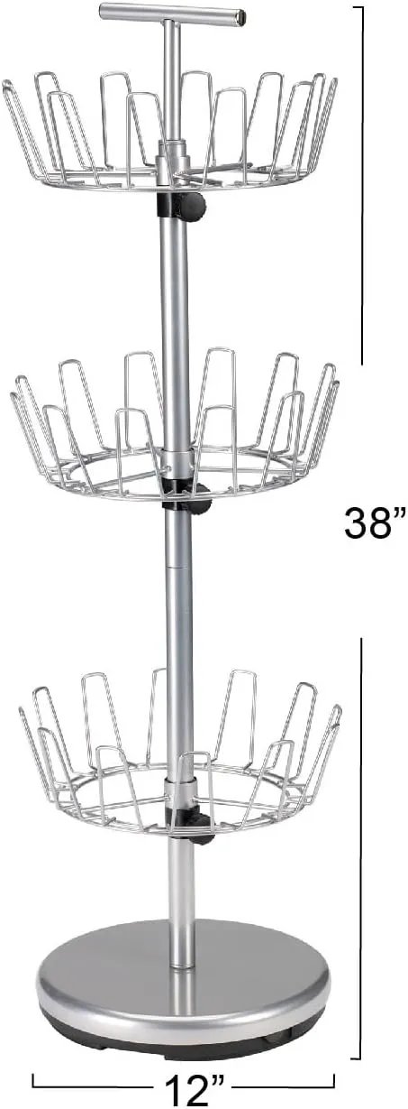 Household Essentials 3-Tier Shoe Storage Tree, Silver