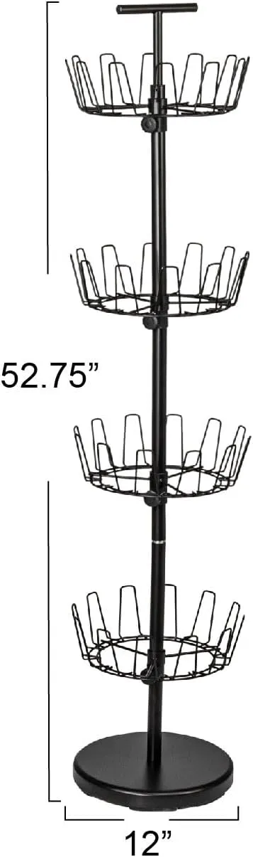 Household Essentials 4-Tier Shoe Storage Tree, Matte Black