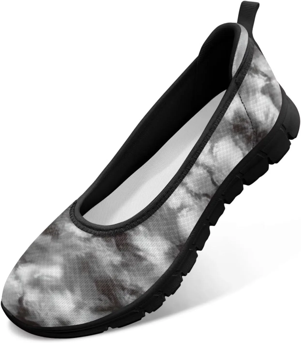 Howilath Marble Tie Dye Print Womens Flat Shoes Mesh Athletic Shoes Walking Sneakers Casual Slip on Shoes with EVA Sole
