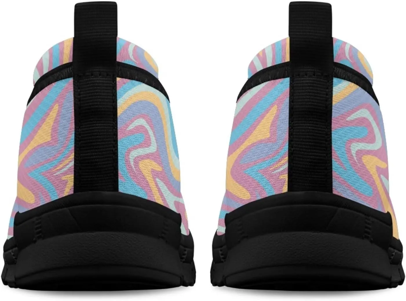 Howilath Marble Tie Dye Print Womens Flat Shoes Mesh Athletic Shoes Walking Sneakers Casual Slip on Shoes with EVA Sole