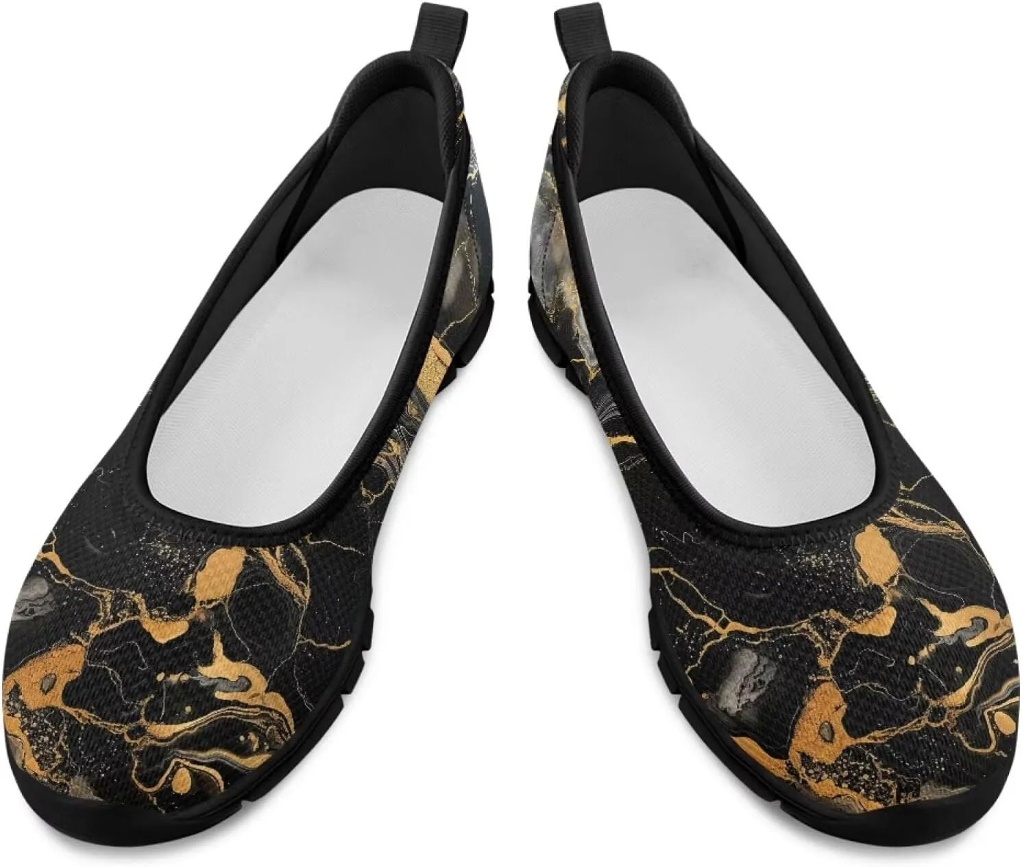 Howilath Marble Tie Dye Print Womens Flat Shoes Mesh Athletic Shoes Walking Sneakers Casual Slip on Shoes with EVA Sole