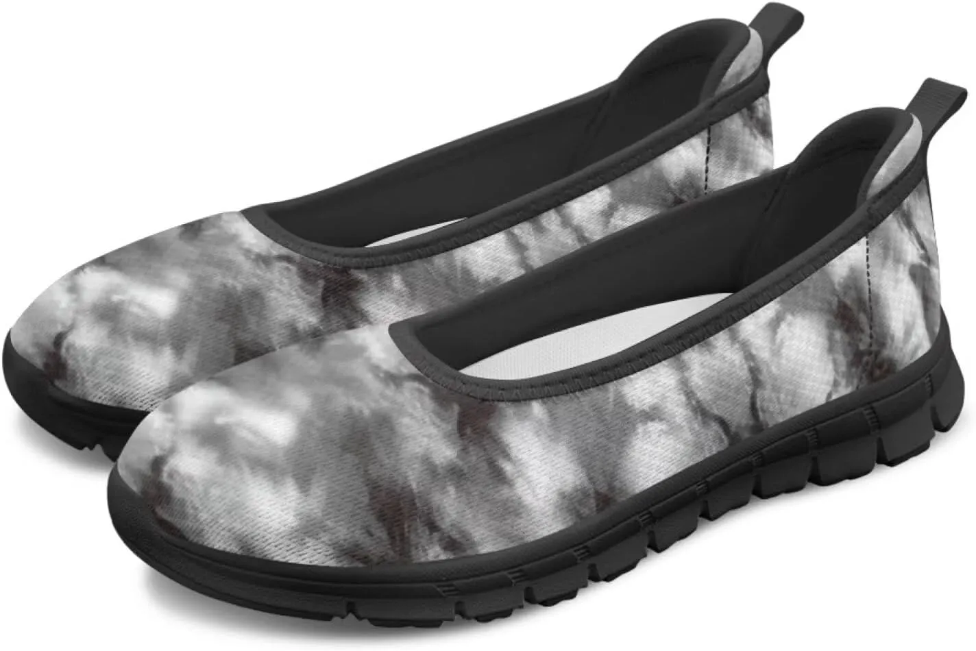 Howilath Marble Tie Dye Print Womens Flat Shoes Mesh Athletic Shoes Walking Sneakers Casual Slip on Shoes with EVA Sole