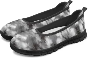 Howilath Marble Tie Dye Print Womens Flat Shoes Mesh Athletic Shoes Walking Sneakers Casual Slip on Shoes with EVA Sole
