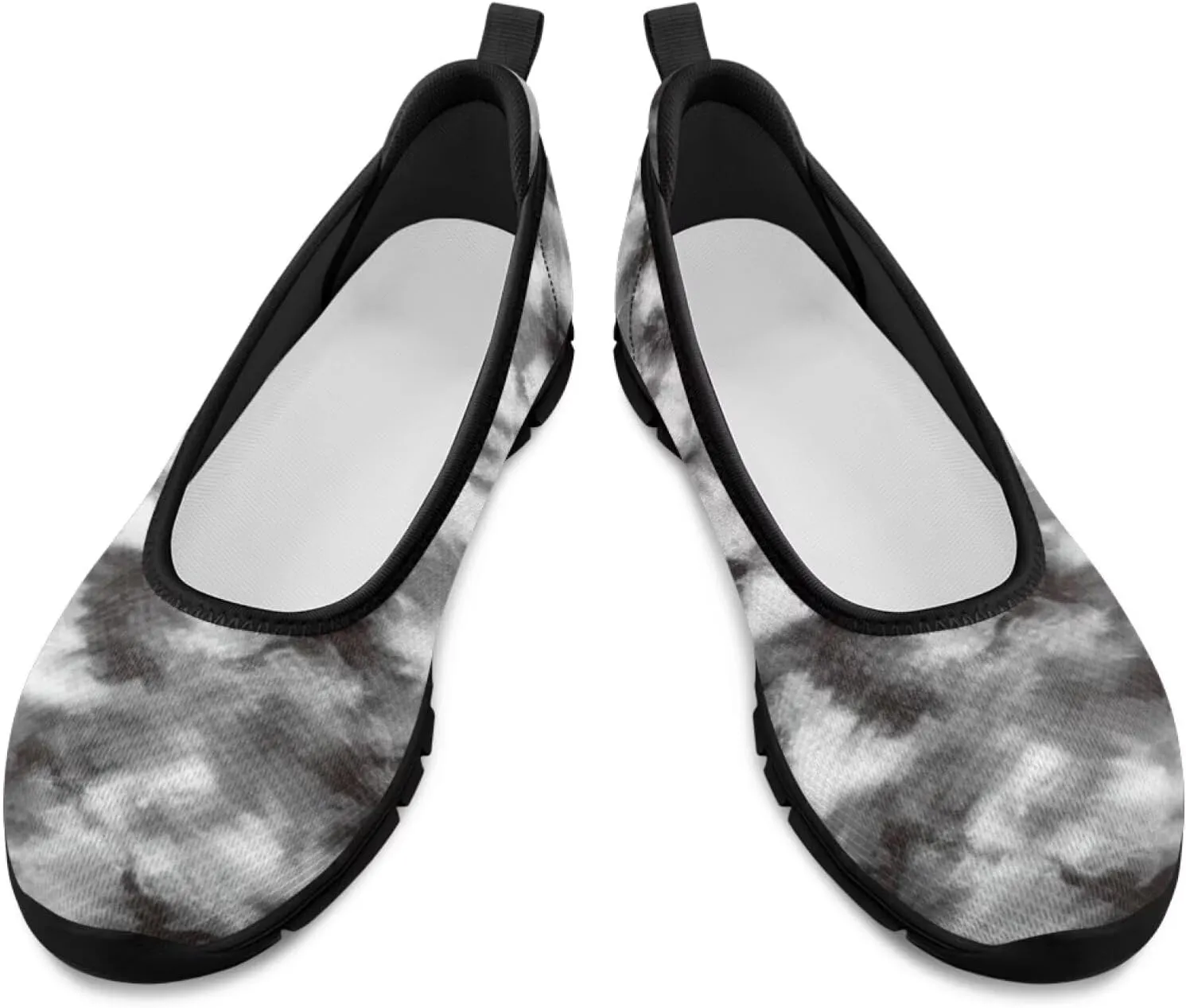 Howilath Marble Tie Dye Print Womens Flat Shoes Mesh Athletic Shoes Walking Sneakers Casual Slip on Shoes with EVA Sole