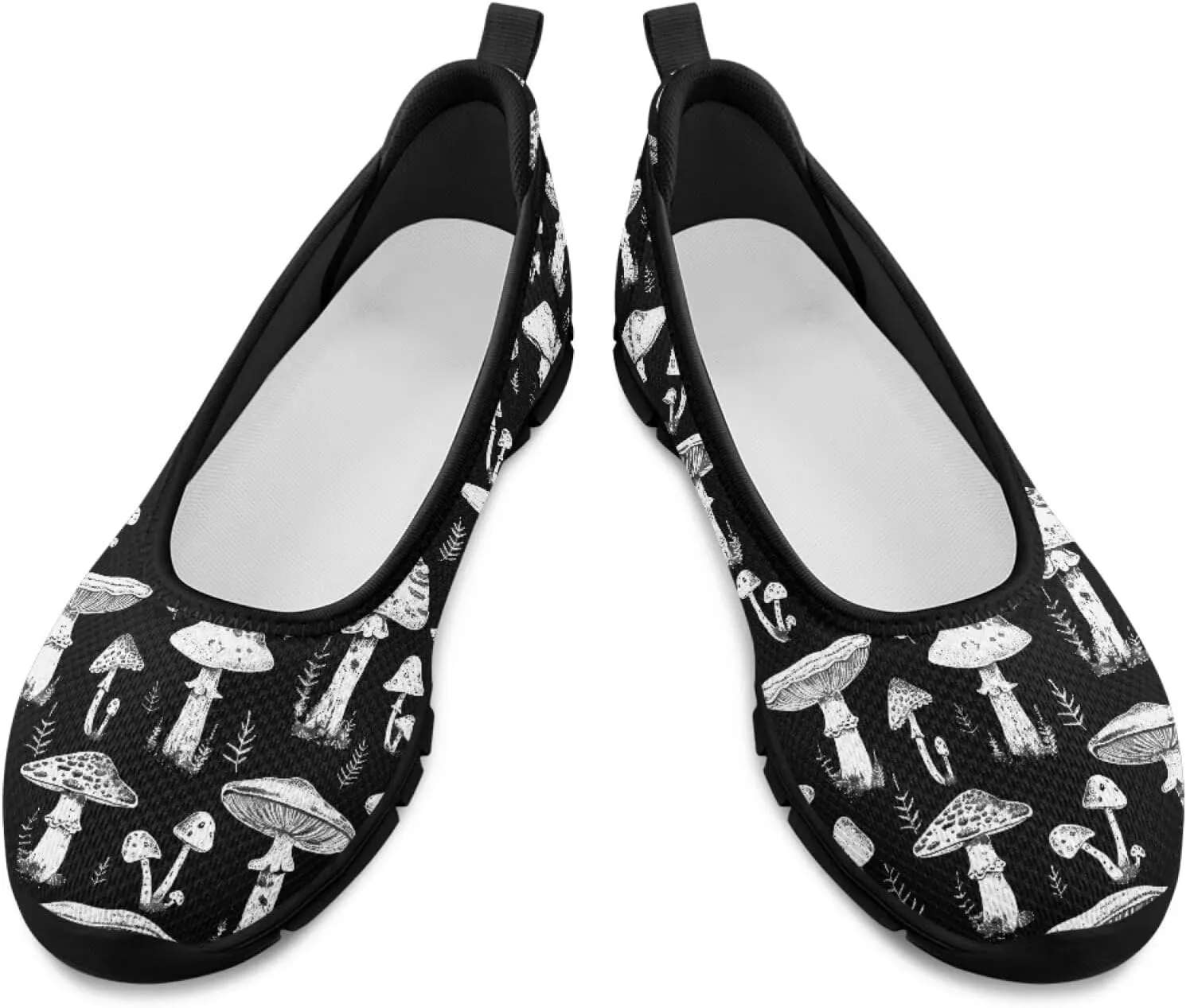 Howilath Mushroom Hummingbird Print Flat Shoes for Women Slip on Shoes Mesh Athletic Shoes Casual Sport Shoes with EVA Sole