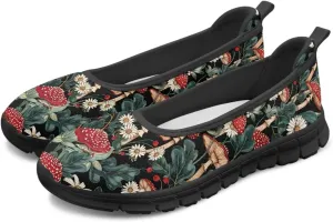 Howilath Mushroom Hummingbird Print Flat Shoes for Women Slip on Shoes Mesh Athletic Shoes Casual Sport Shoes with EVA Sole