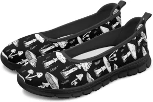 Howilath Mushroom Hummingbird Print Flat Shoes for Women Slip on Shoes Mesh Athletic Shoes Casual Sport Shoes with EVA Sole