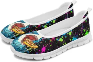 Howilath Sea Turtle & Dolphin Print Women Flat Shoes Casual Mesh Ballet Flats Slip on Trekking Shoes Comfy Dressy Shoes