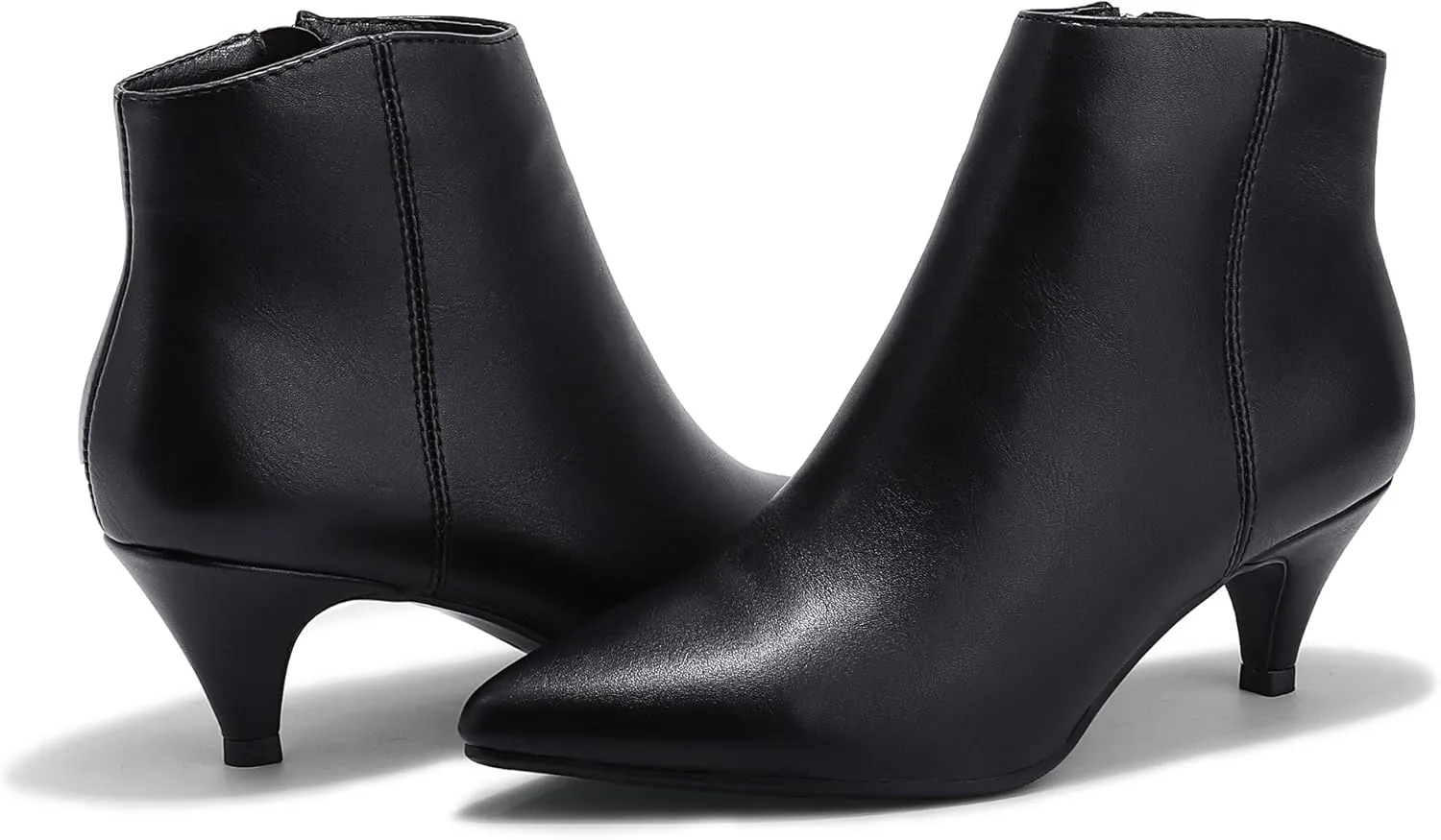 IDIFU Women Booties Low Kitten Heel Ankle Boots Pointed Toe Short Boots Dress Sexy Shoes