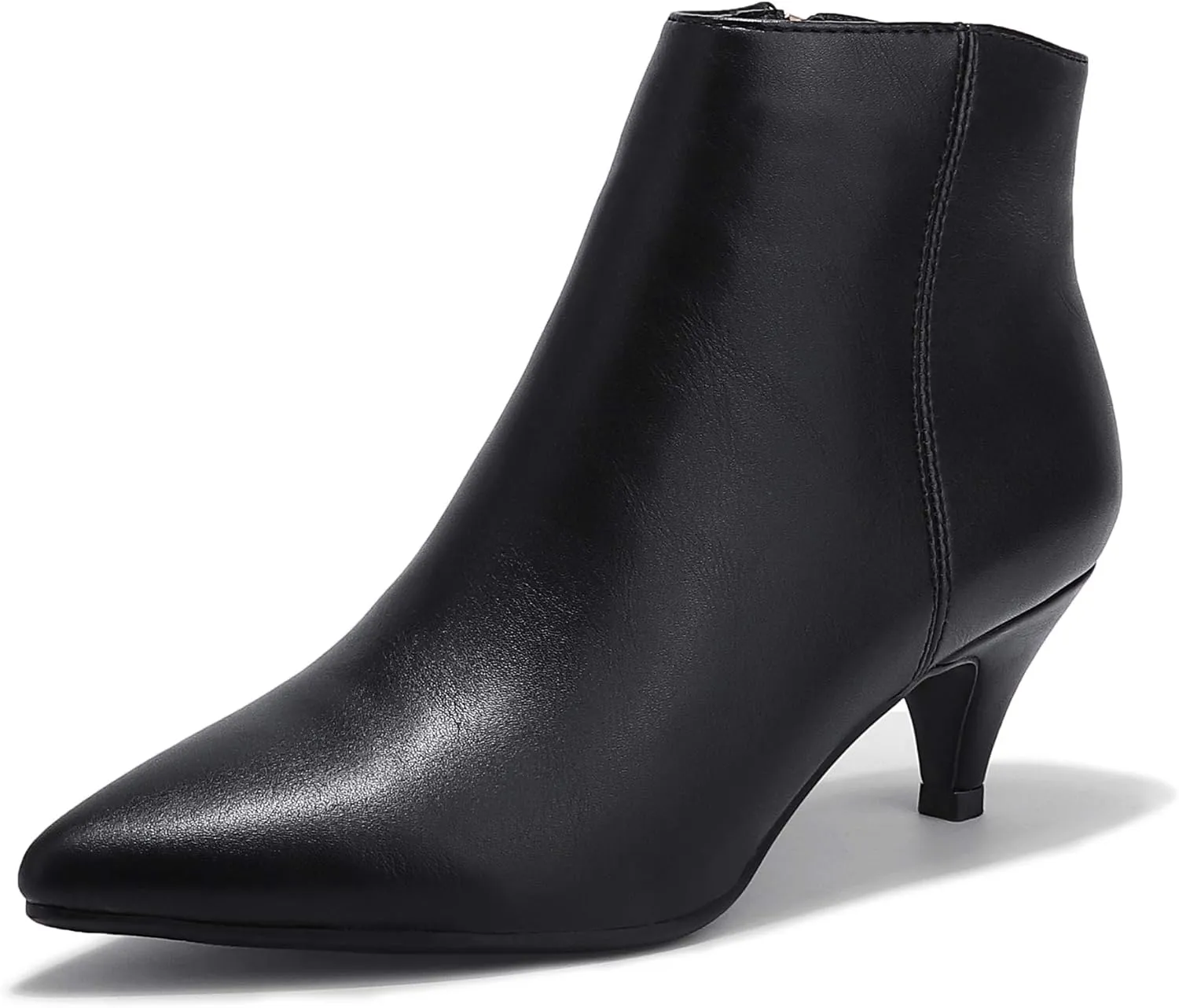 IDIFU Women Booties Low Kitten Heel Ankle Boots Pointed Toe Short Boots Dress Sexy Shoes