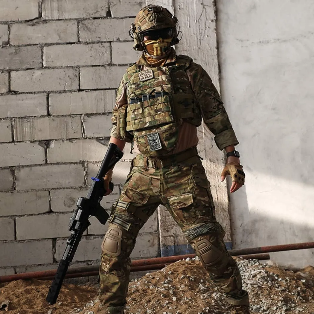 IDOGEAR Men G3 Combat Uniforms Set with Knee & Elbow Pads Camouflage Clothing