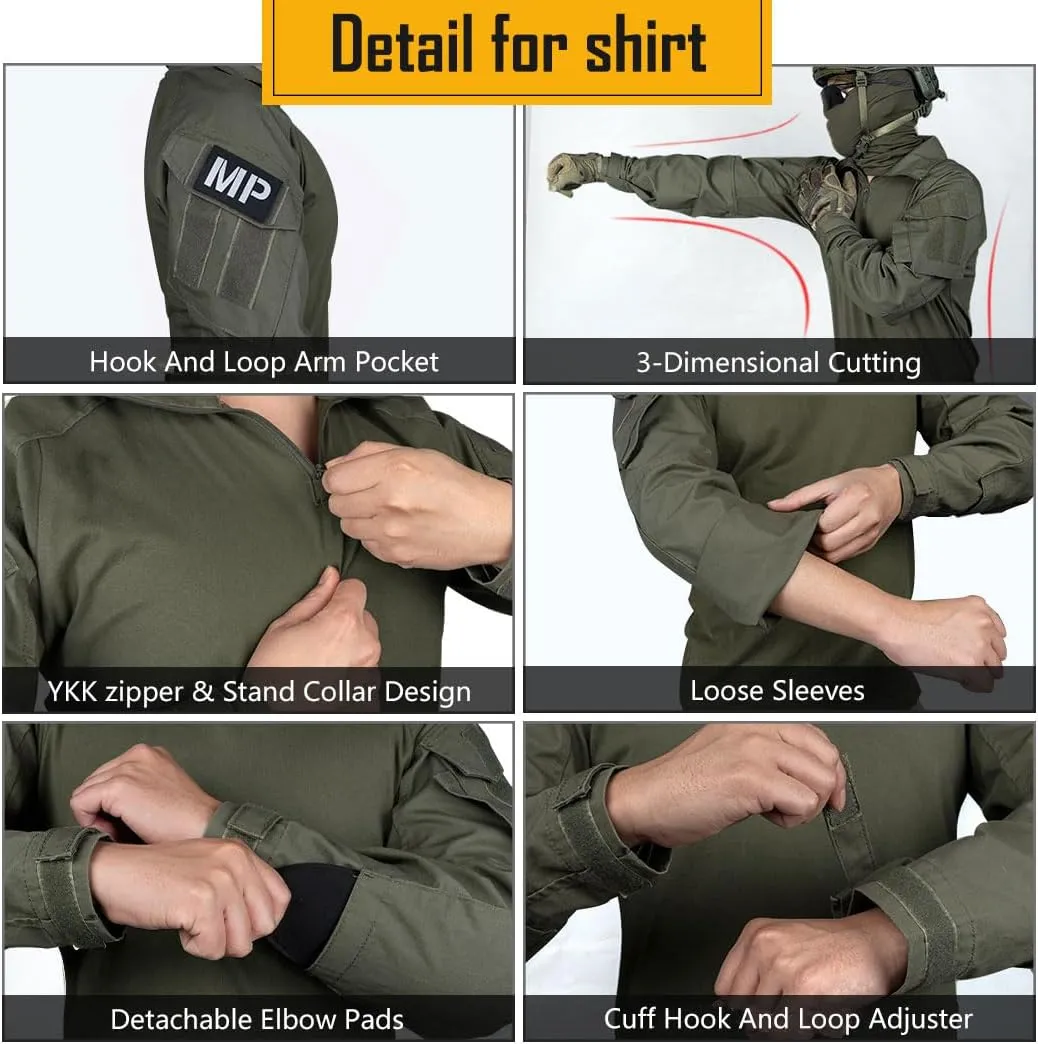 IDOGEAR Men G3 Combat Uniforms Set with Knee & Elbow Pads Camouflage Clothing