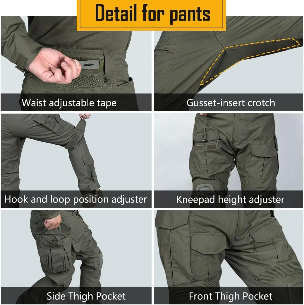 IDOGEAR Men G3 Combat Uniforms Set with Knee & Elbow Pads Camouflage Clothing