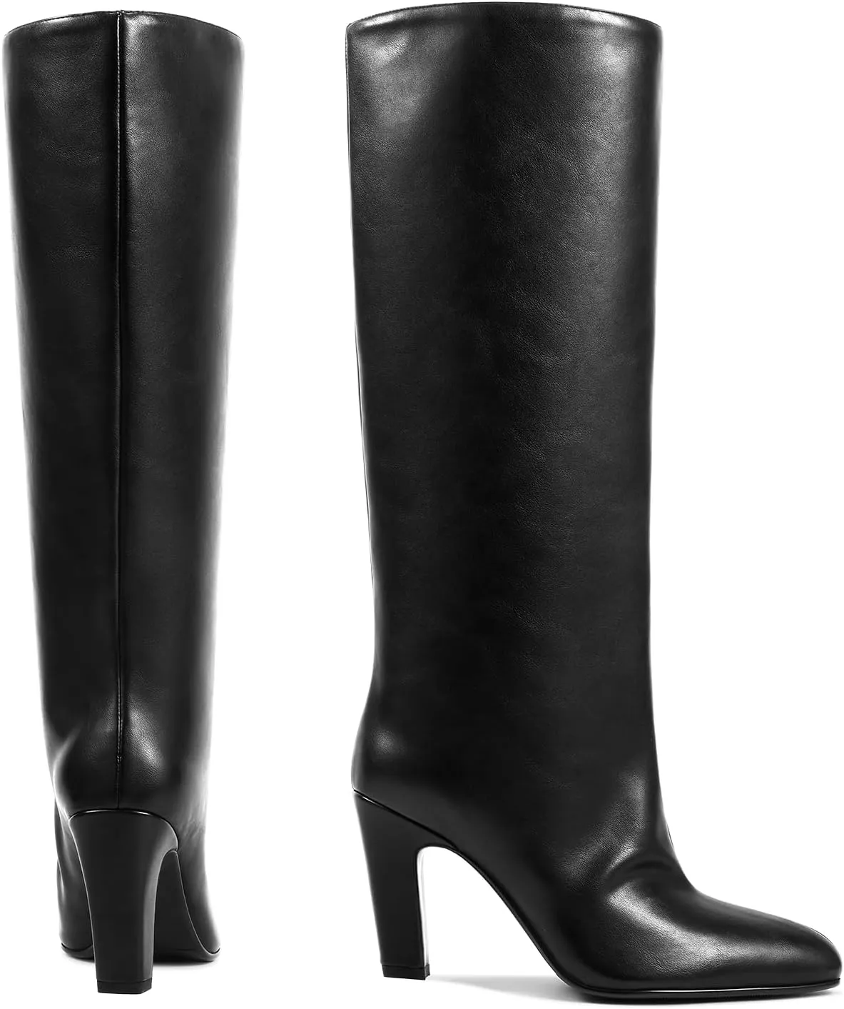 ISNOM Slouchy Knee High Boots Women for Regular Calf, Not for Bigger Wide Calf Chunky Heel Boots Long Boots Tall Boots