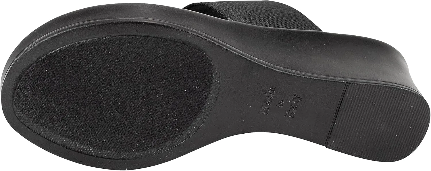 ITALIAN Shoemakers Ary Women's Wedge Slide Rhinestone Elastic Stretch Sandal for Women