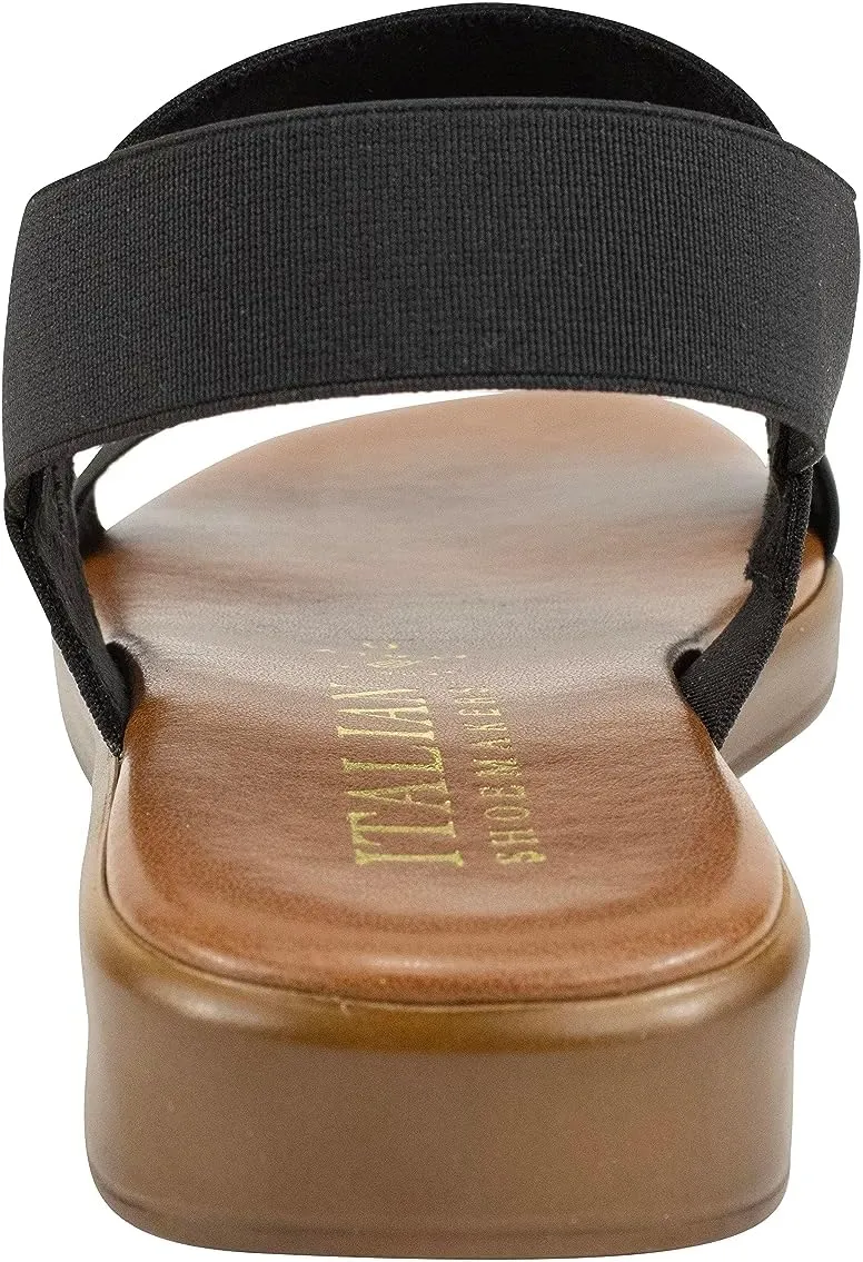 ITALIAN Shoemakers Celin Women's Low Platform Stretch Heel Strap Sandal for Women