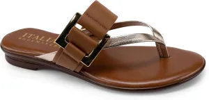 ITALIAN Shoemakers Corinne Womens Flat Sandal with Buckle Luggage 6