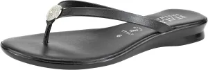 ITALIAN Shoemakers Womens Bethy Thin Strap Short Wedge Thong Ornamental Padded Sandal for Women